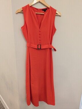 NWT Banana Republic A-line Sleeveless In Poppy Women's Belted Dress Size 0